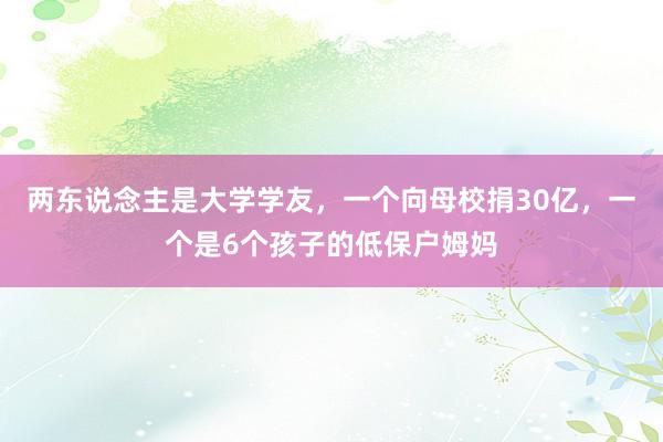 两东说念主是大学学友，一个向母校捐30亿，一个是6个孩子的低保户姆妈