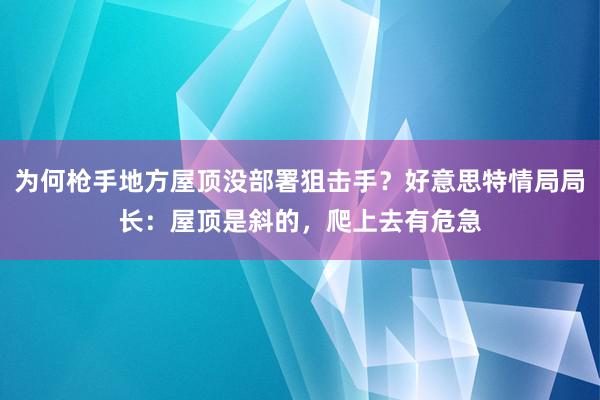 为何枪手地方屋顶没部署狙击手？好意思特情局局长：屋顶是斜的，爬上去有危急