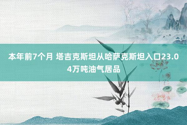 本年前7个月 塔吉克斯坦从哈萨克斯坦入口23.04万吨油气居品