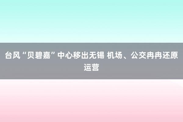 台风“贝碧嘉”中心移出无锡 机场、公交冉冉还原运营